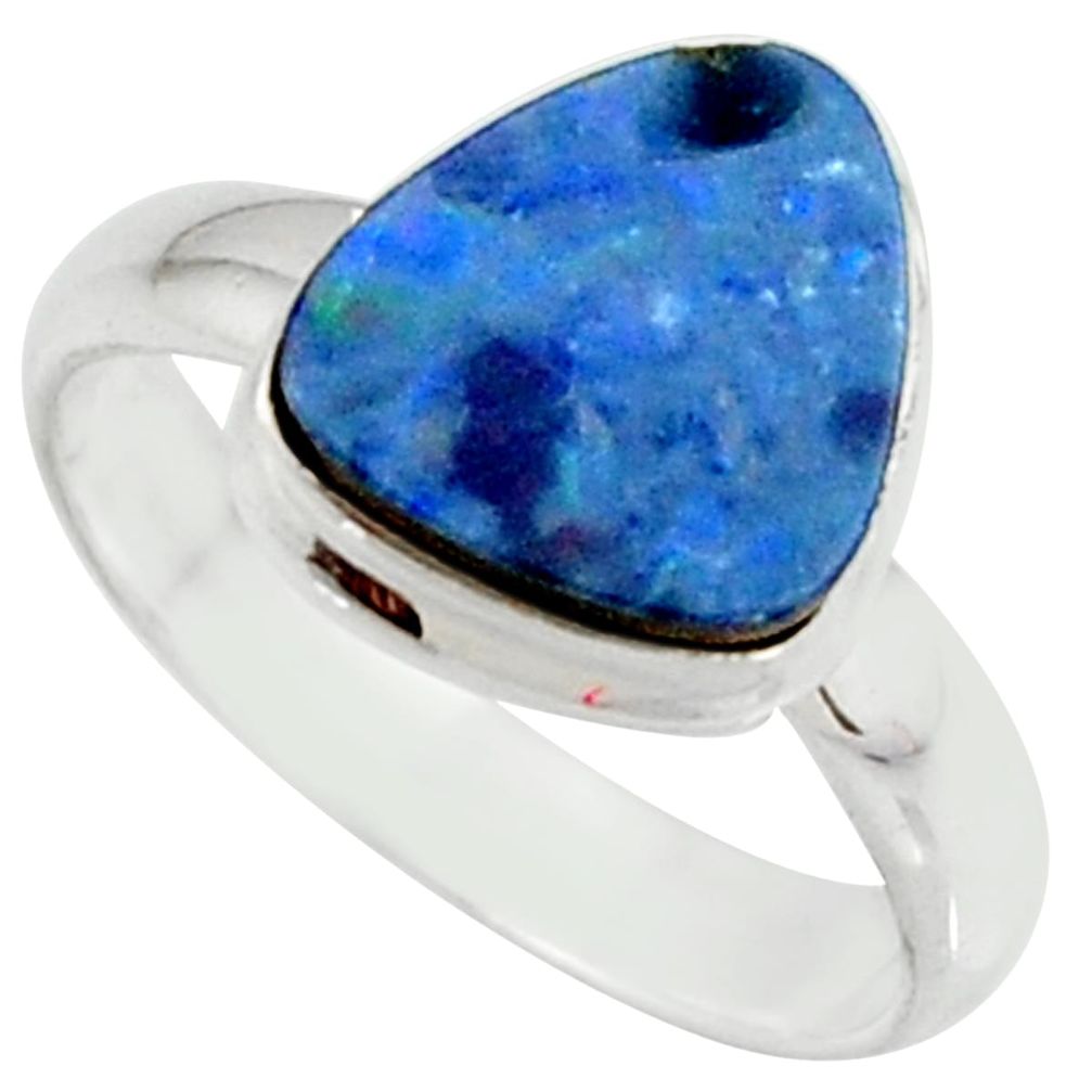 4.05cts natural doublet opal australian 925 silver solitaire ring size 7 r39270