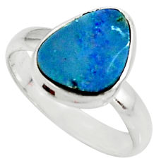 4.28cts natural doublet opal australian 925 silver solitaire ring size 8 r39245