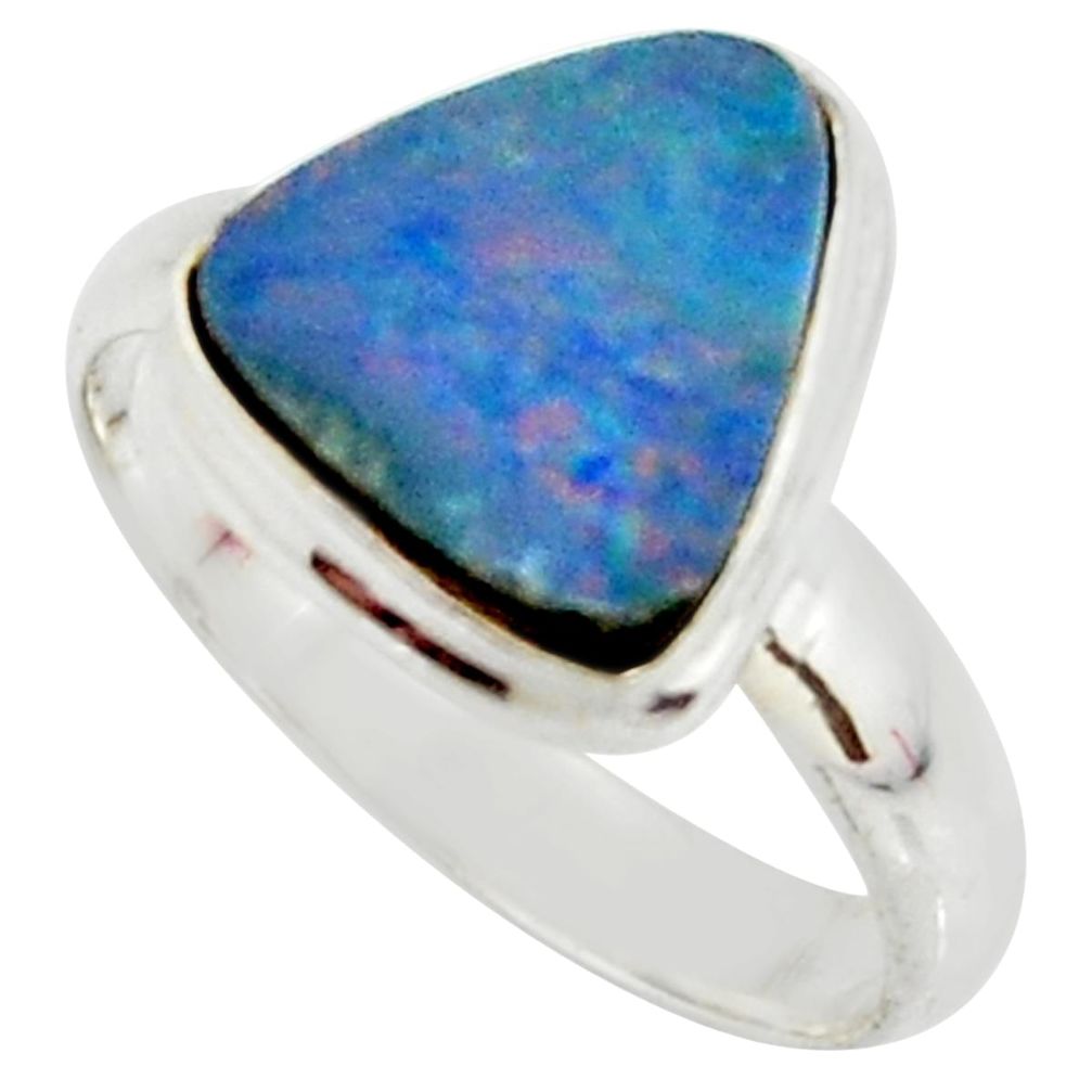 4.42cts natural doublet opal australian 925 silver solitaire ring size 8 r39277