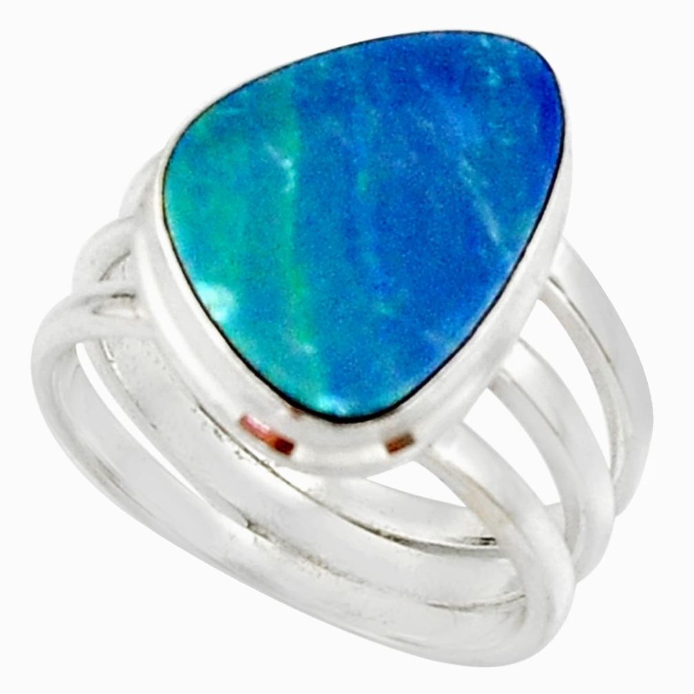 8.02cts natural doublet opal australian silver solitaire ring size 8.5 r22778