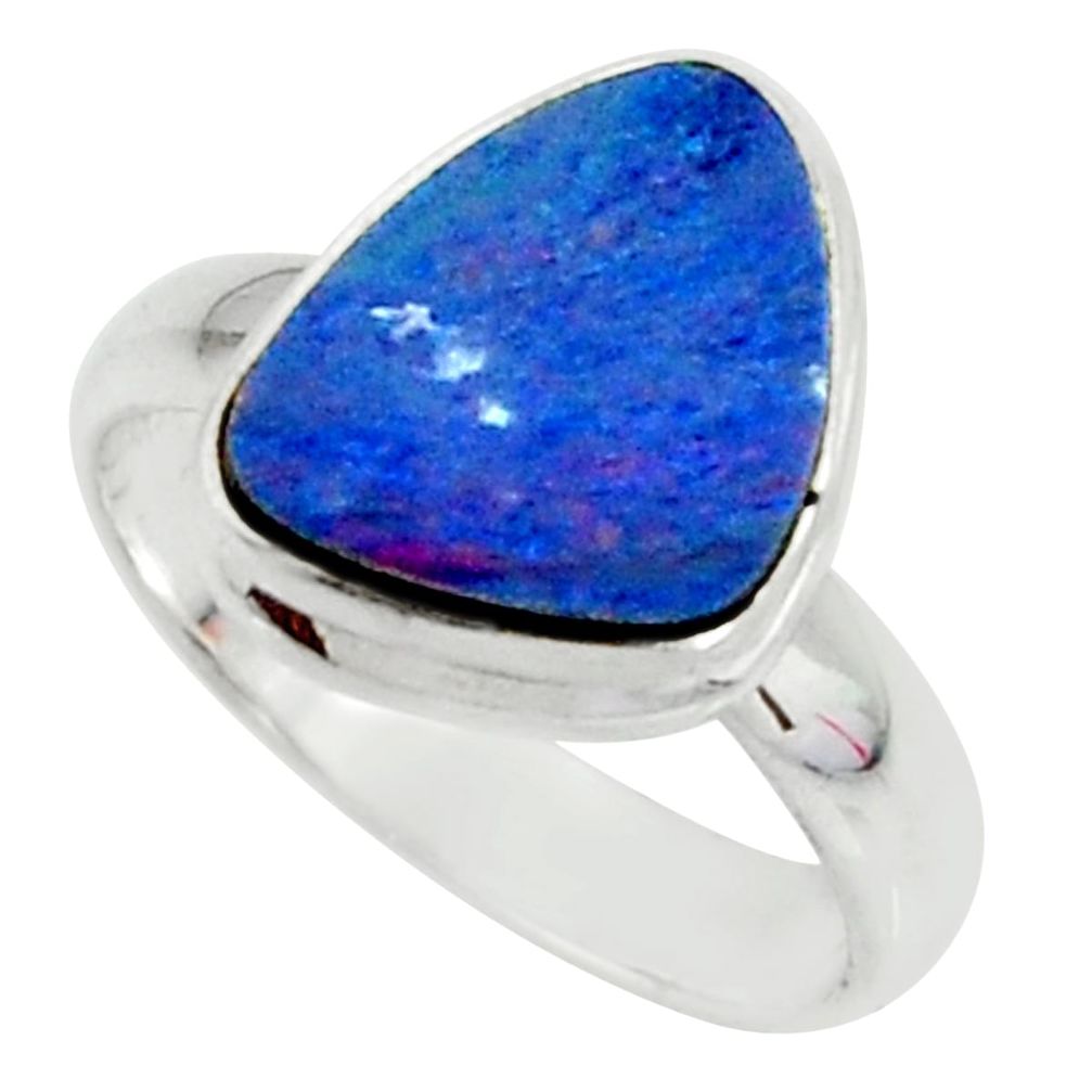 4.38cts natural doublet opal australian silver solitaire ring size 5.5 r39254