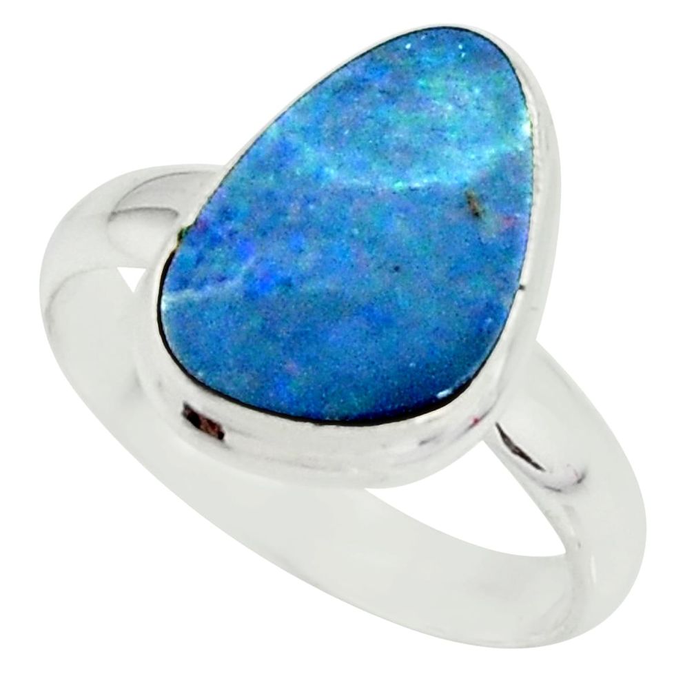 4.69cts natural doublet opal australian silver solitaire ring size 7.5 r39261