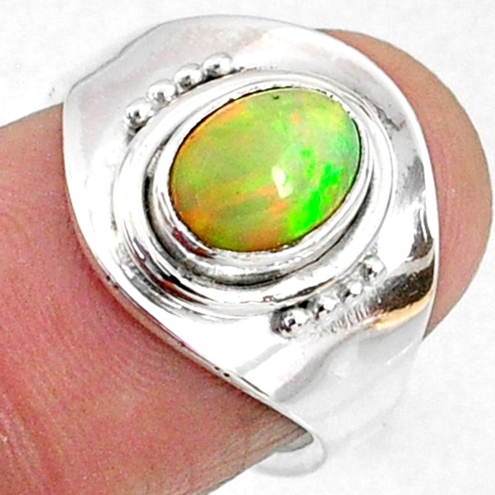 1.77cts natural ethiopian opal 925 silver adjustable ring size 6 r65555