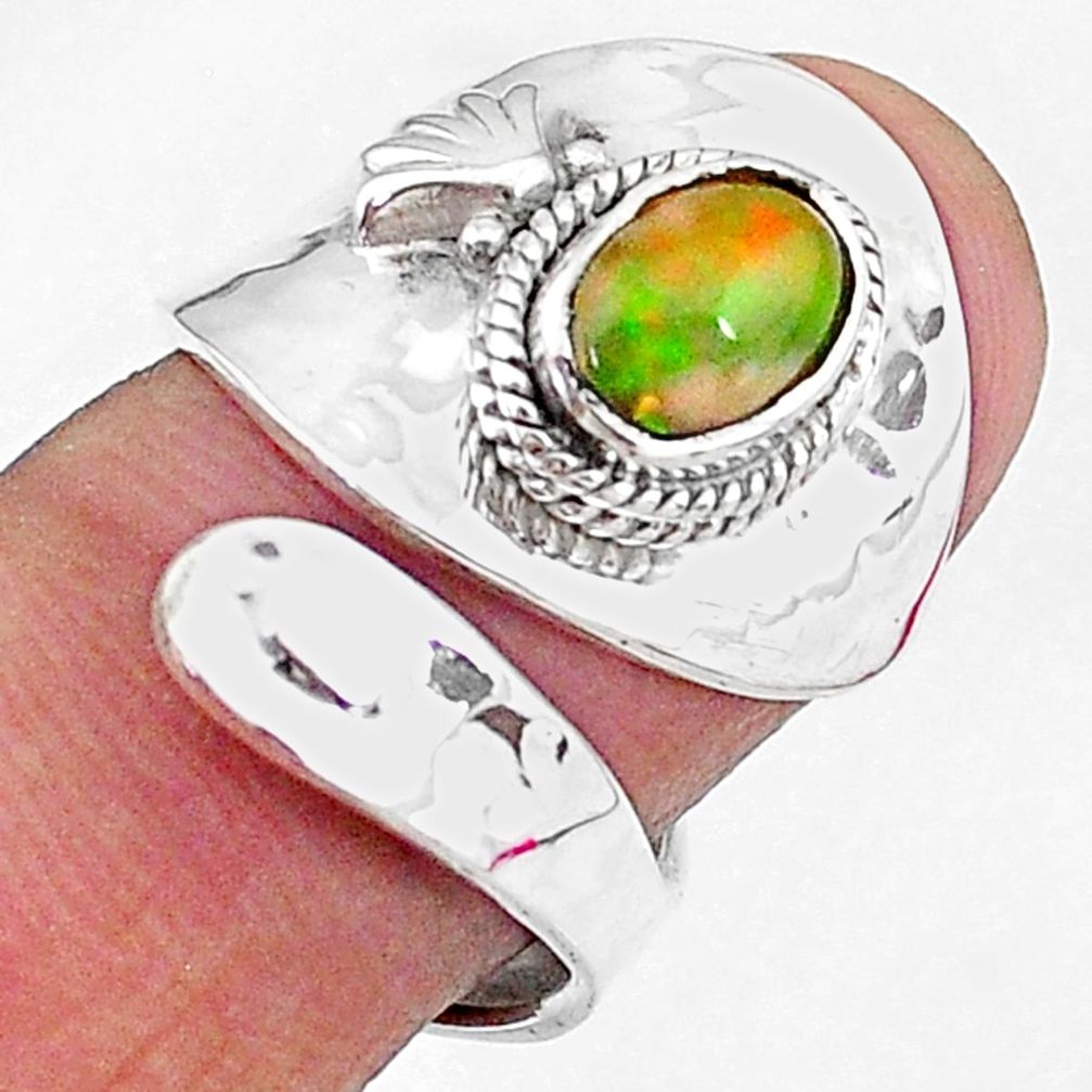1.99cts natural ethiopian opal 925 silver adjustable ring size 8 t8543