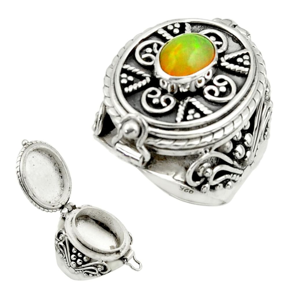 2.26cts natural ethiopian opal 925 silver poison box ring size 7 r44449