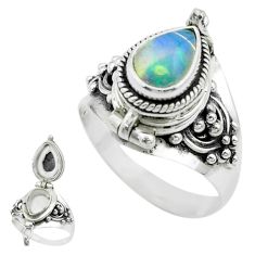 2.23cts natural ethiopian opal 925 silver poison box ring size 8.5 t52847