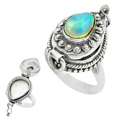 2.31cts natural ethiopian opal 925 silver poison box ring size 8.5 t52850