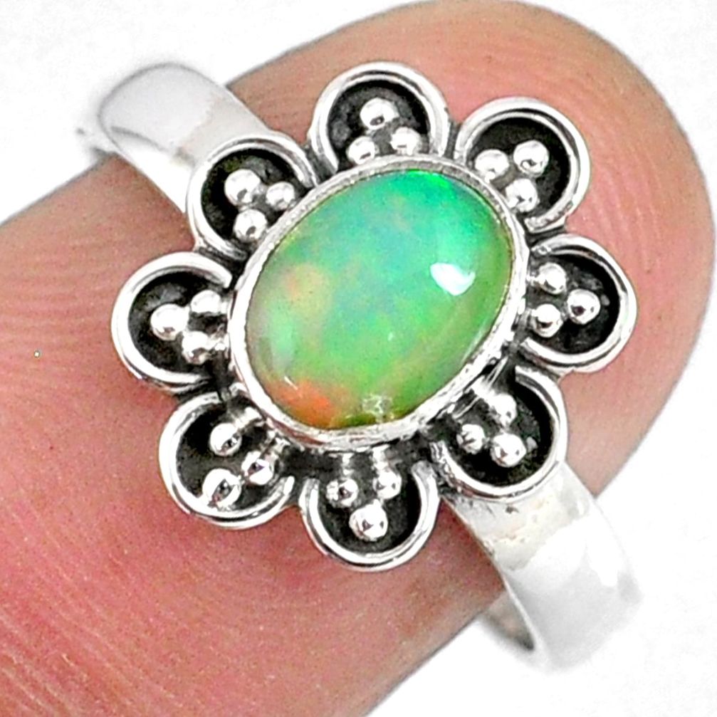 2.17cts natural ethiopian opal 925 silver solitaire ring jewelry size 8.5 r59124