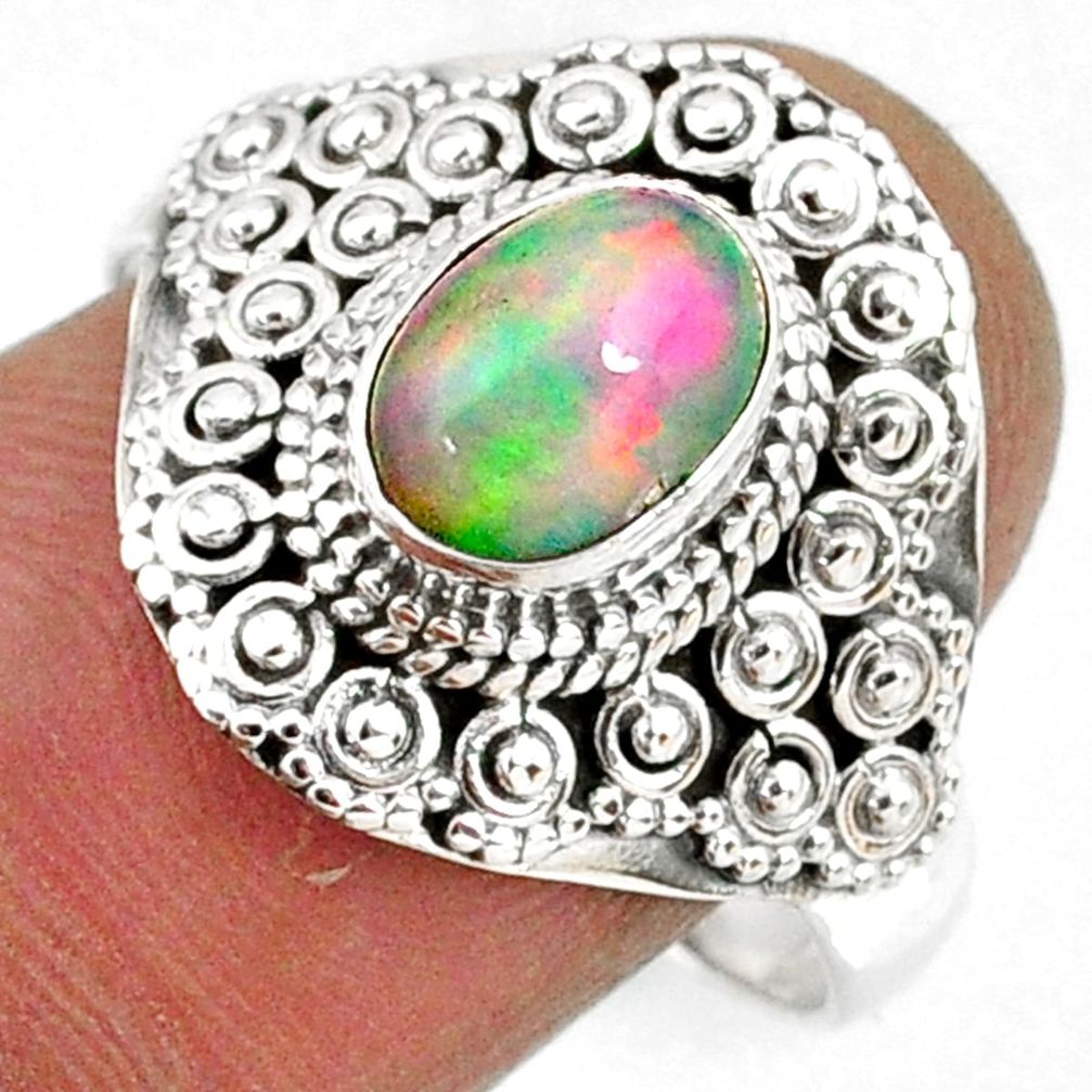 2.01cts natural ethiopian opal 925 silver solitaire ring jewelry size 8.5 r61146
