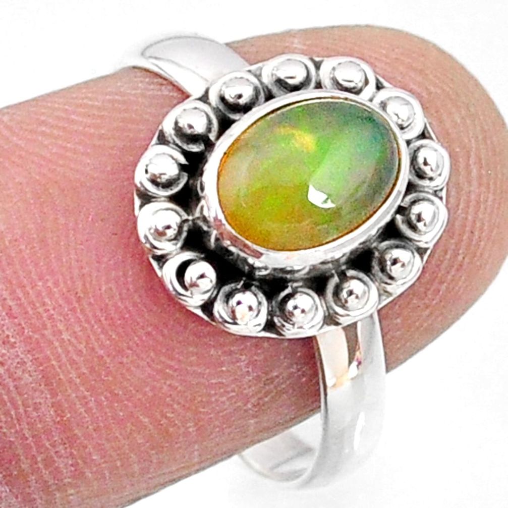 2.27cts natural ethiopian opal 925 silver solitaire ring jewelry size 7.5 r64560