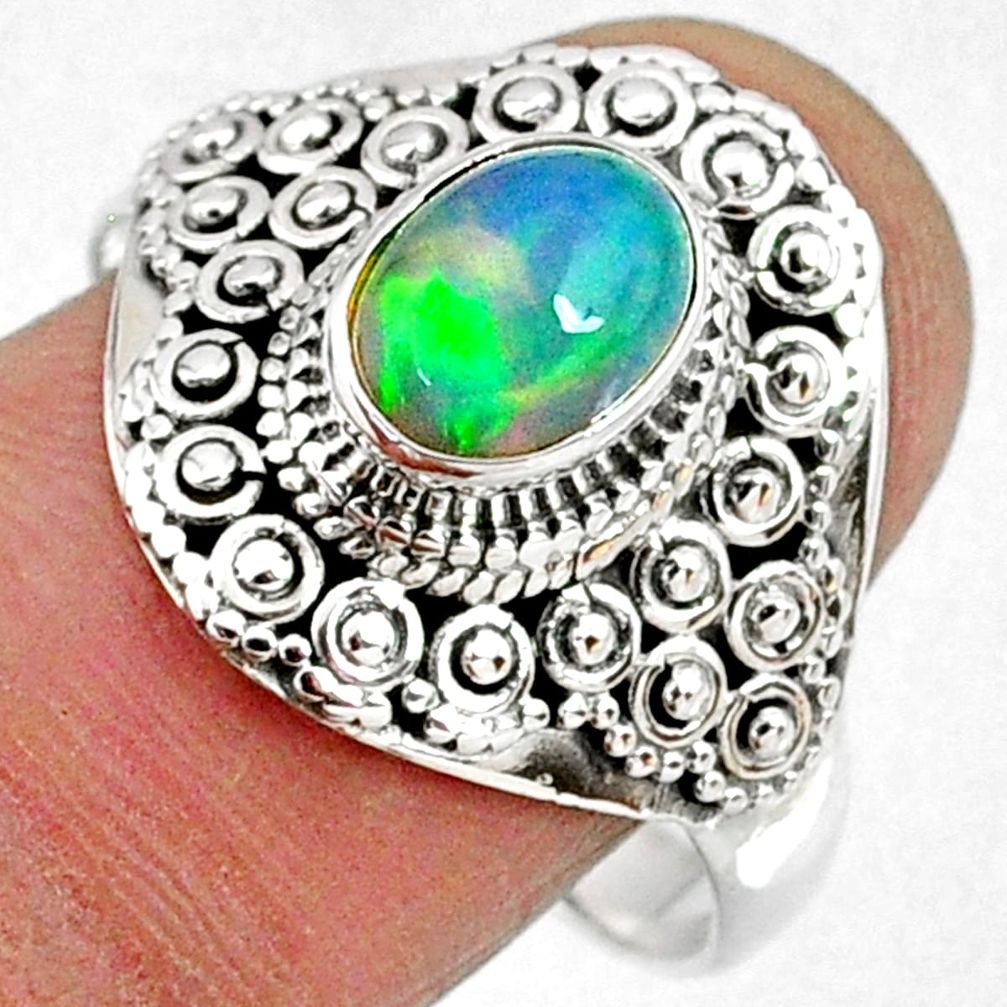 2.09cts natural ethiopian opal 925 silver solitaire ring jewelry size 10 r61154