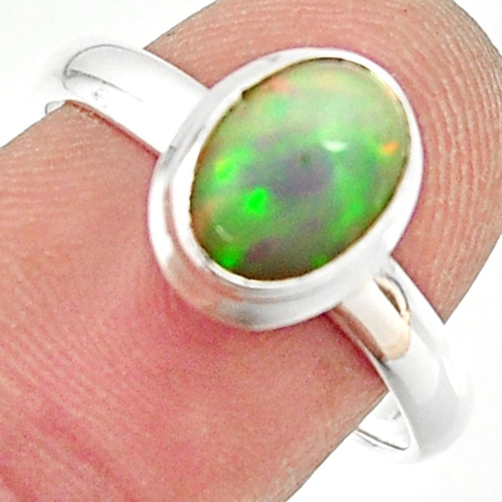 3.26cts natural ethiopian opal 925 silver solitaire ring size 8.5 r35247