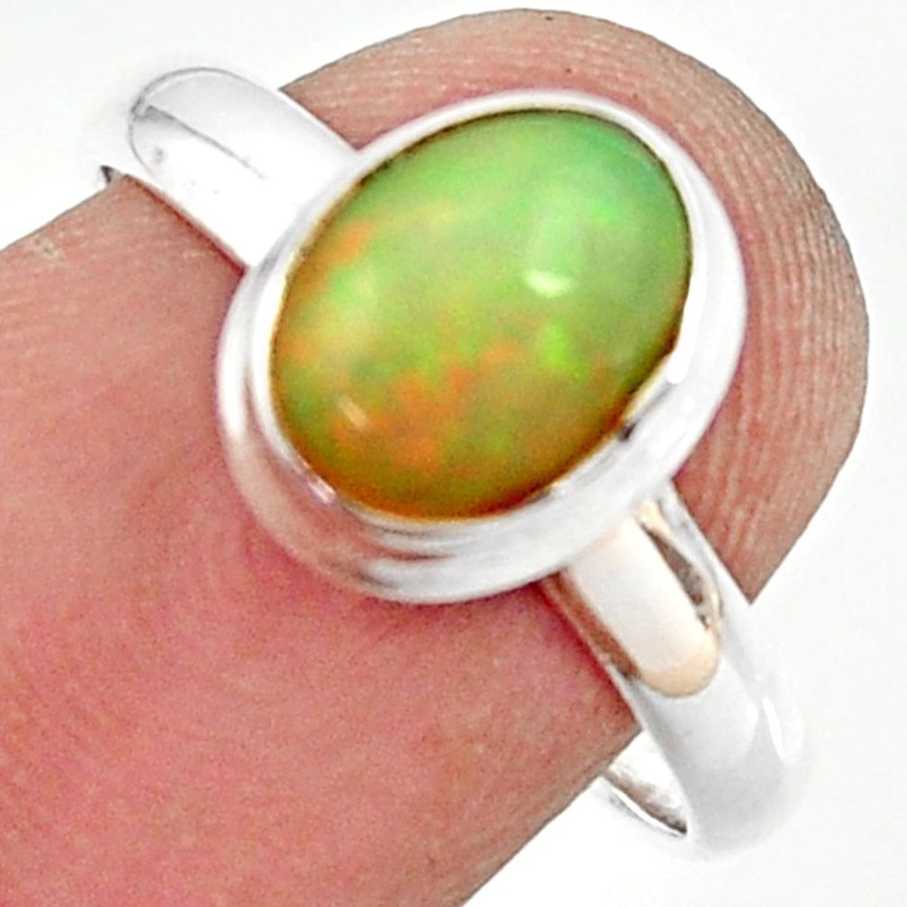 3.30cts natural ethiopian opal 925 silver solitaire ring size 7.5 r35253