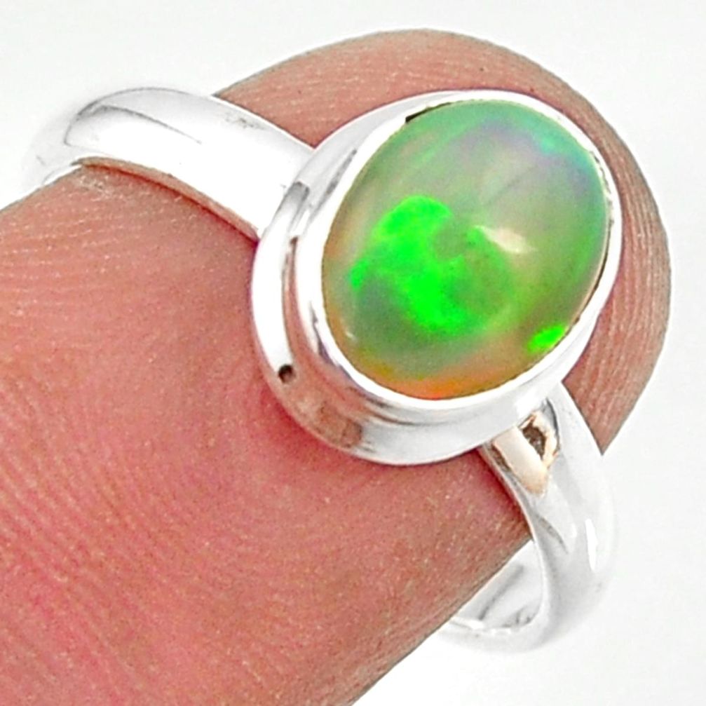 3.10cts natural ethiopian opal 925 silver solitaire ring size 7.5 r35257