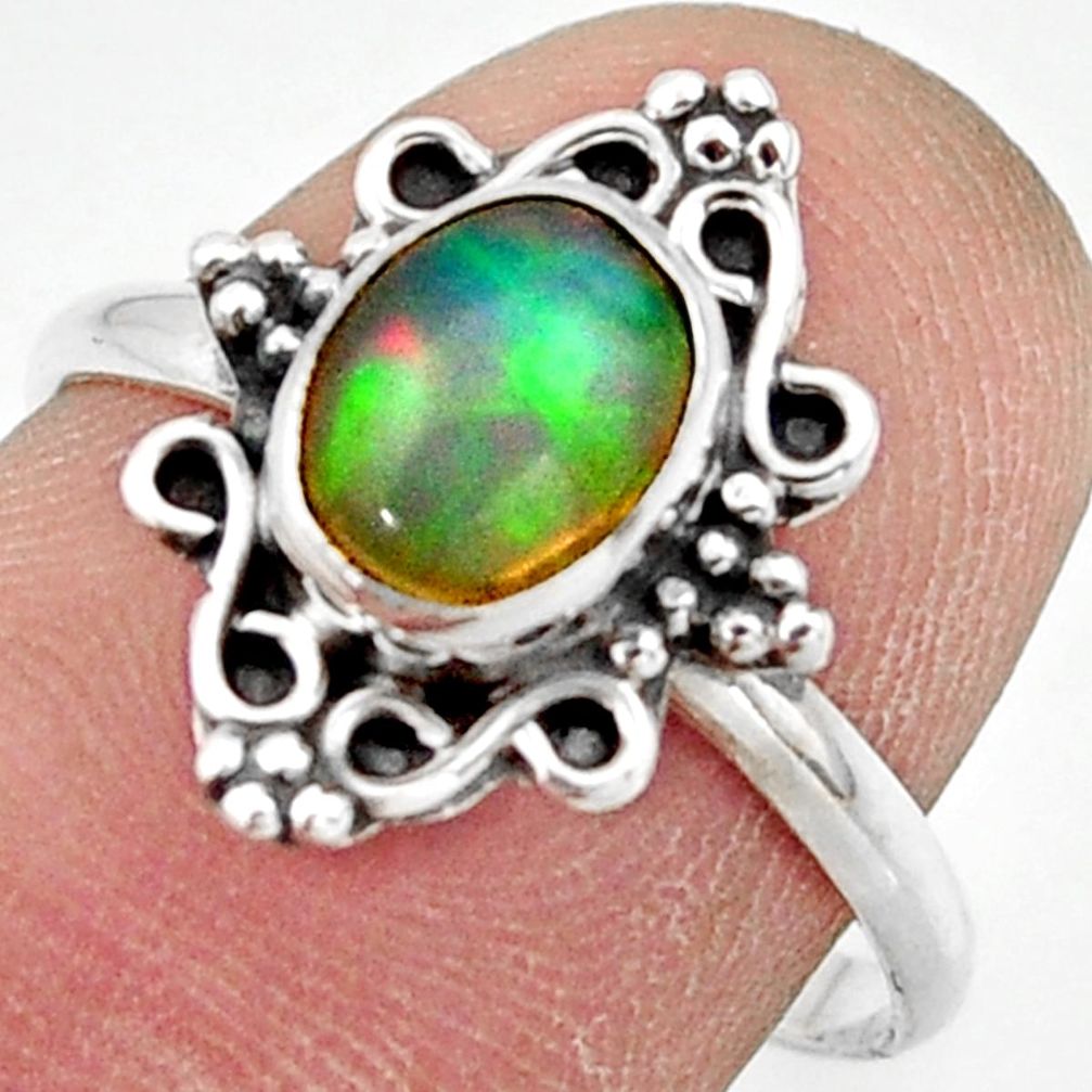 2.28cts natural ethiopian opal 925 silver solitaire ring size 7.5 r41489