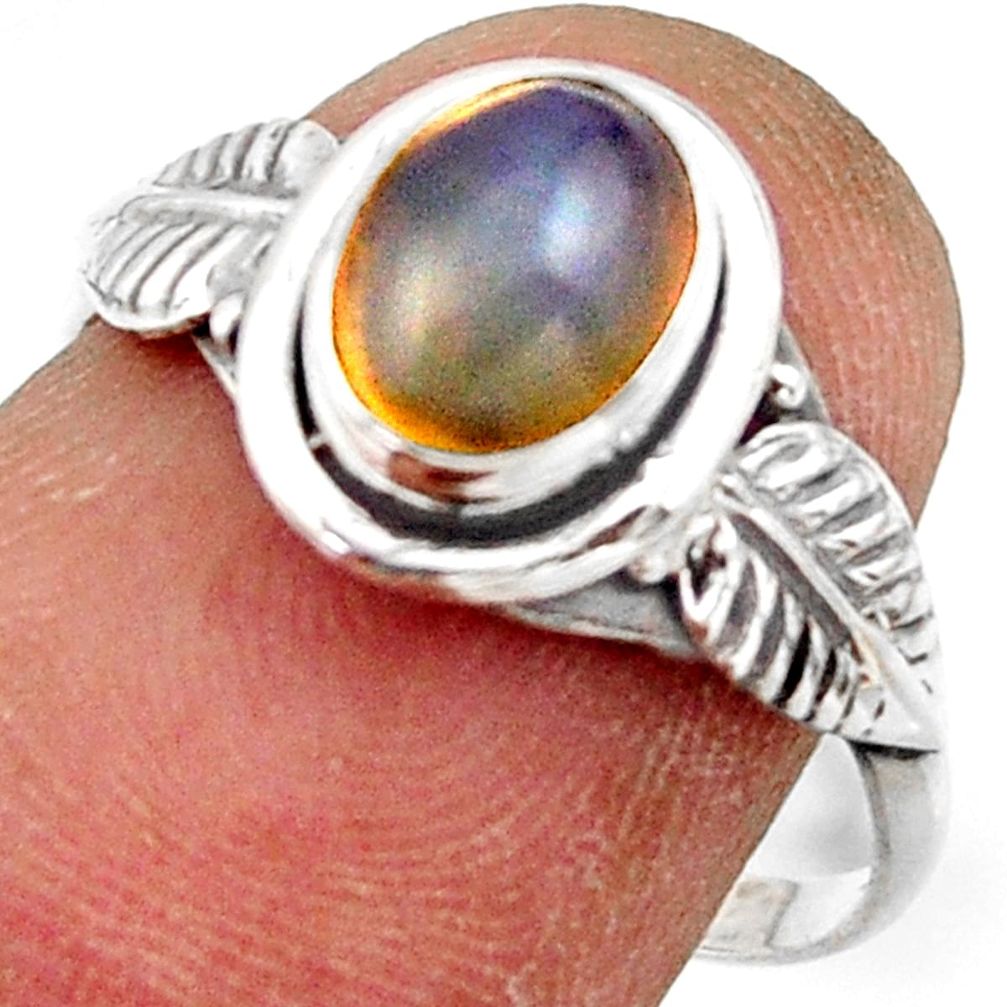 2.36cts natural ethiopian opal 925 silver solitaire ring size 5.5 r41513