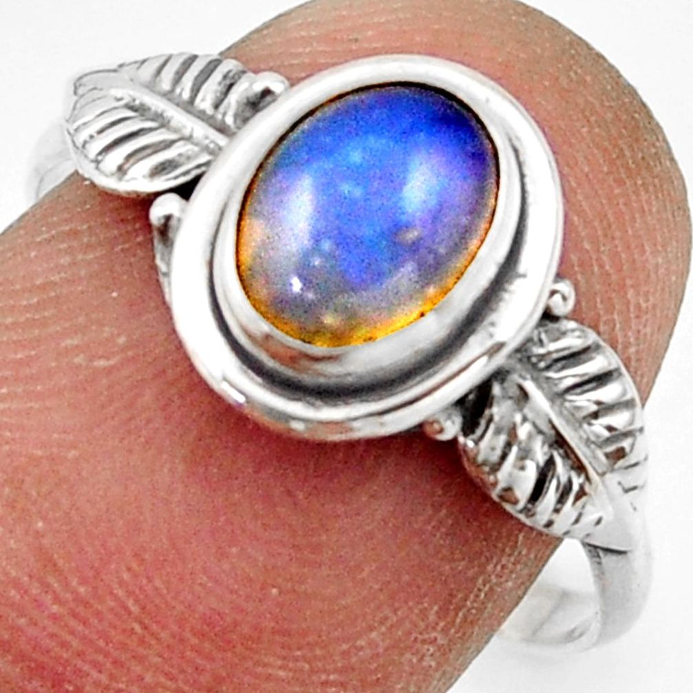 2.36cts natural ethiopian opal 925 silver solitaire ring size 8.5 r41514