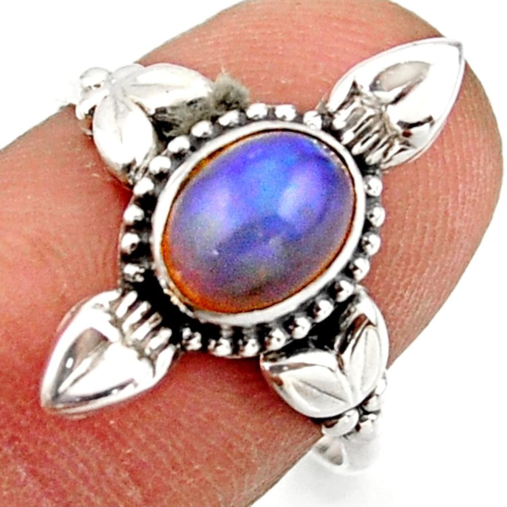 2.31cts natural ethiopian opal 925 silver solitaire ring size 7.5 r41582