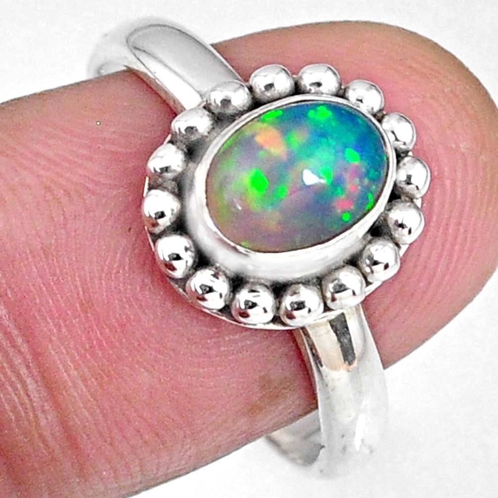 2.09cts natural ethiopian opal 925 silver solitaire ring size 8.5 r58539