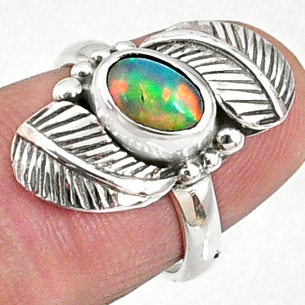 2.12cts natural ethiopian opal 925 silver solitaire ring size 5.5 r67316