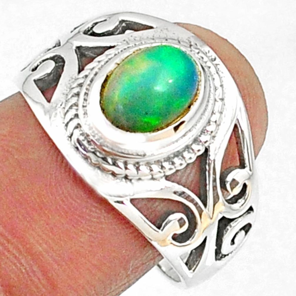 2.16cts natural ethiopian opal 925 silver solitaire ring size 8.5 r68450