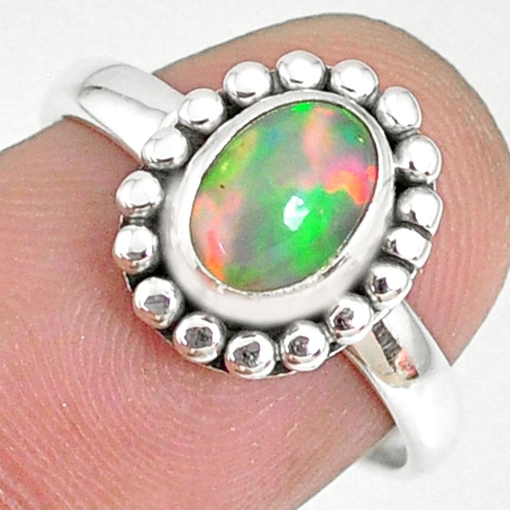 2.11cts natural ethiopian opal 925 silver solitaire ring size 7.5 r75321