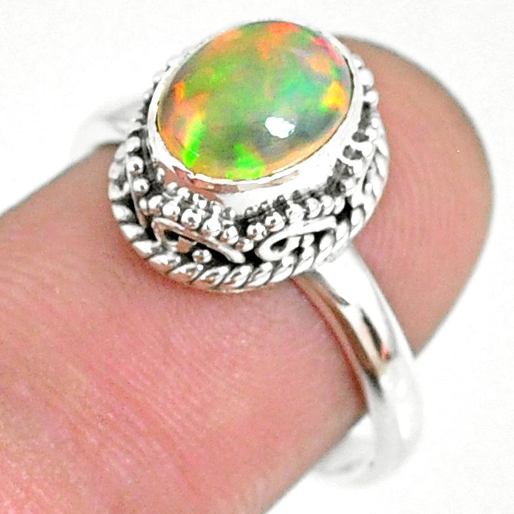 2.81cts natural ethiopian opal 925 silver solitaire ring size 7.5 r75362