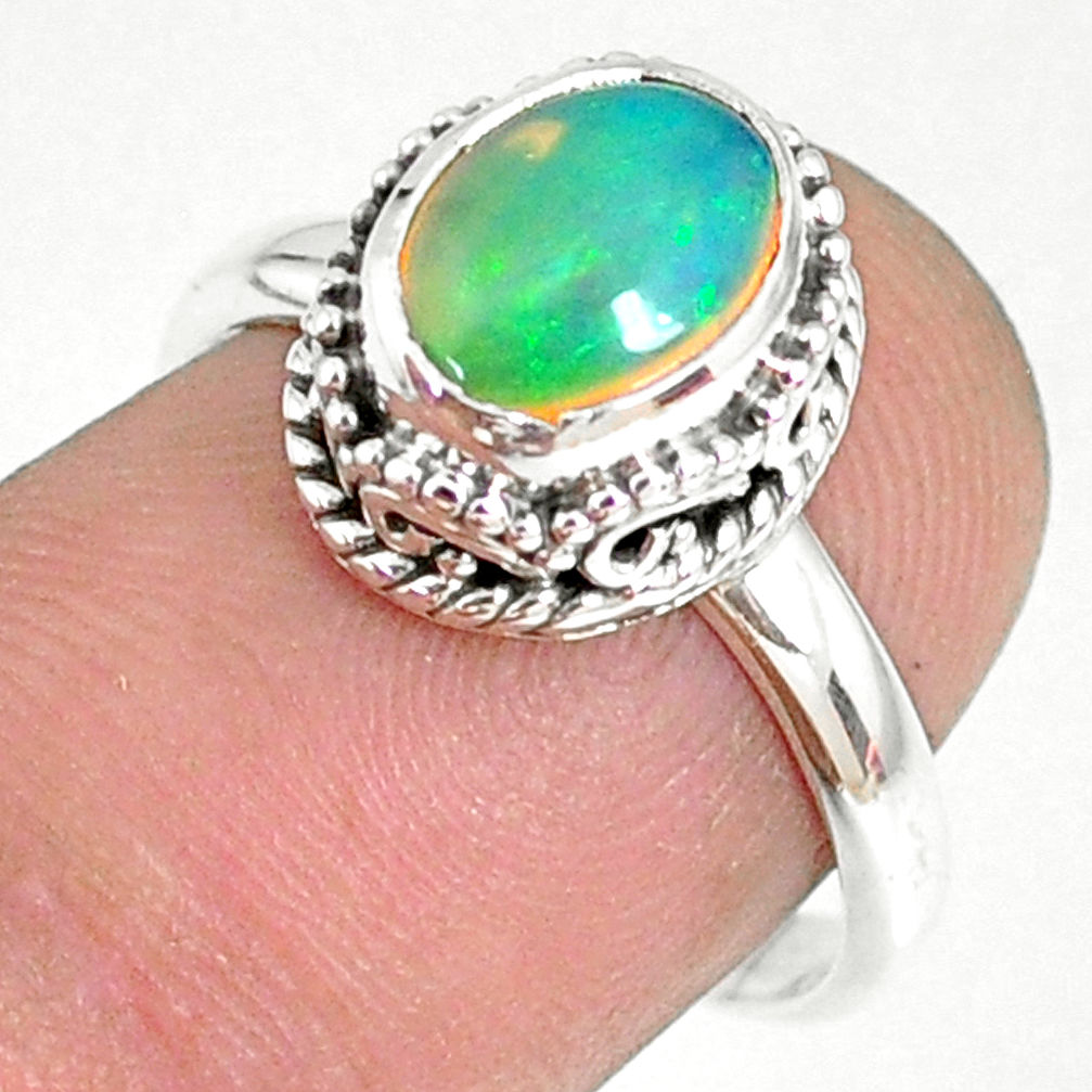 2.81cts natural ethiopian opal 925 silver solitaire ring size 7.5 r75366