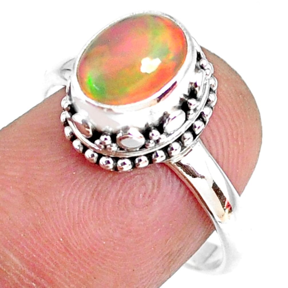 2.82cts natural ethiopian opal 925 silver solitaire ring size 8.5 r75433