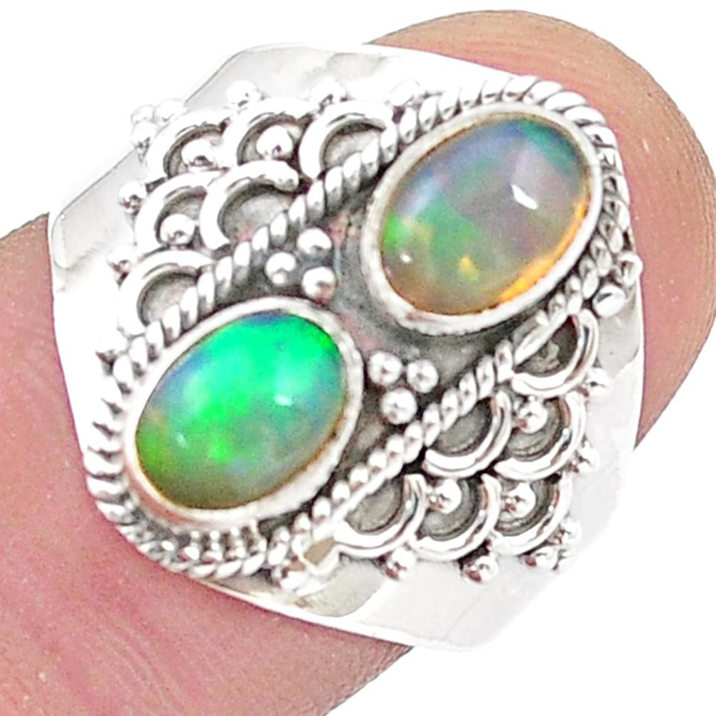 3.09cts natural ethiopian opal 925 sterling silver ring jewelry size 8 u38141