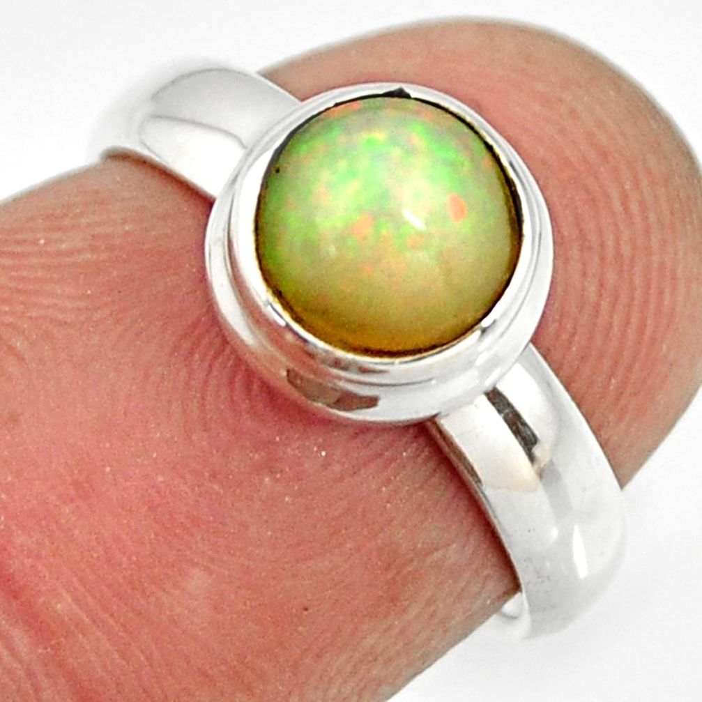 2.42cts natural ethiopian opal 925 sterling silver solitaire ring size 5 r26269