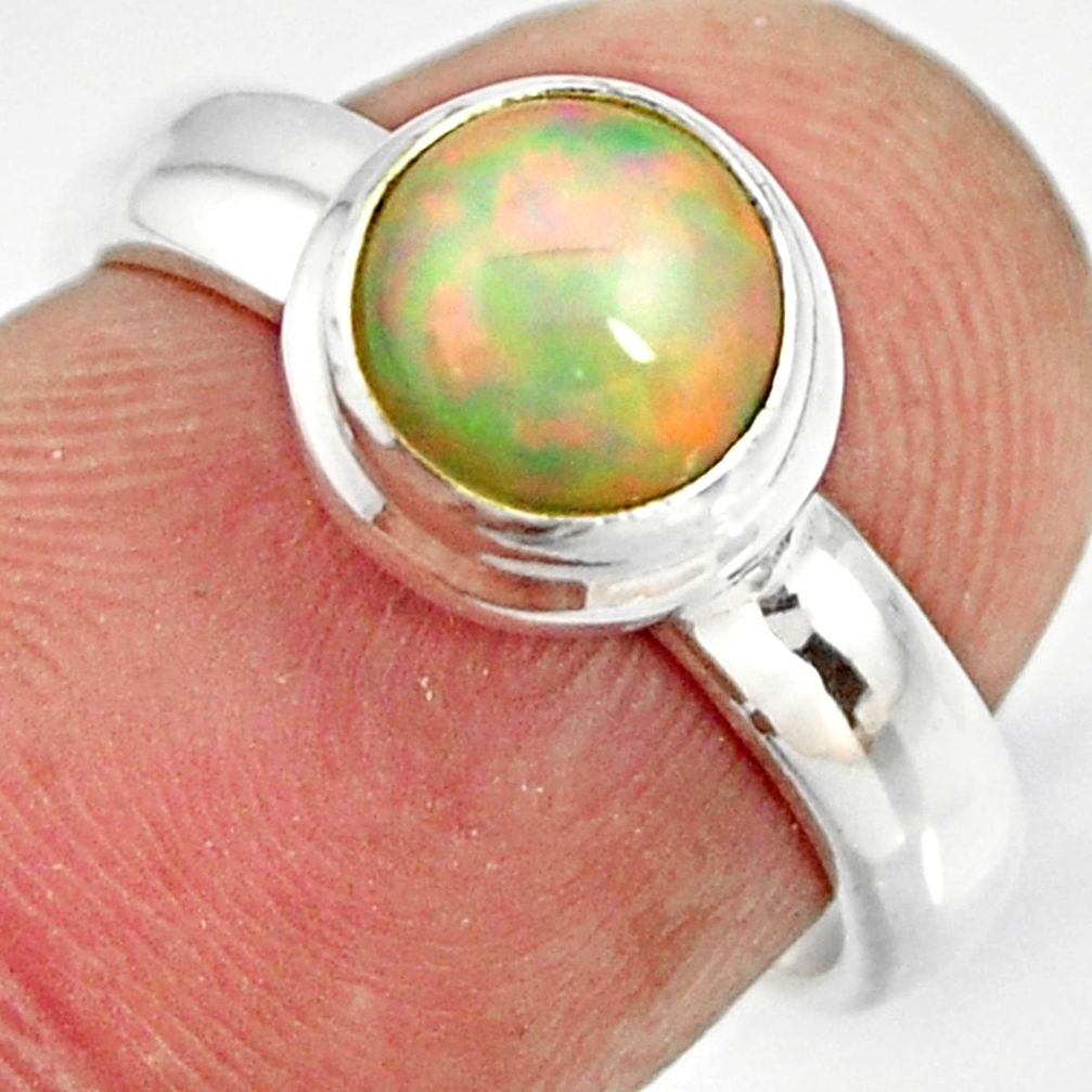 2.21cts natural ethiopian opal 925 sterling silver solitaire ring size 6 r26272