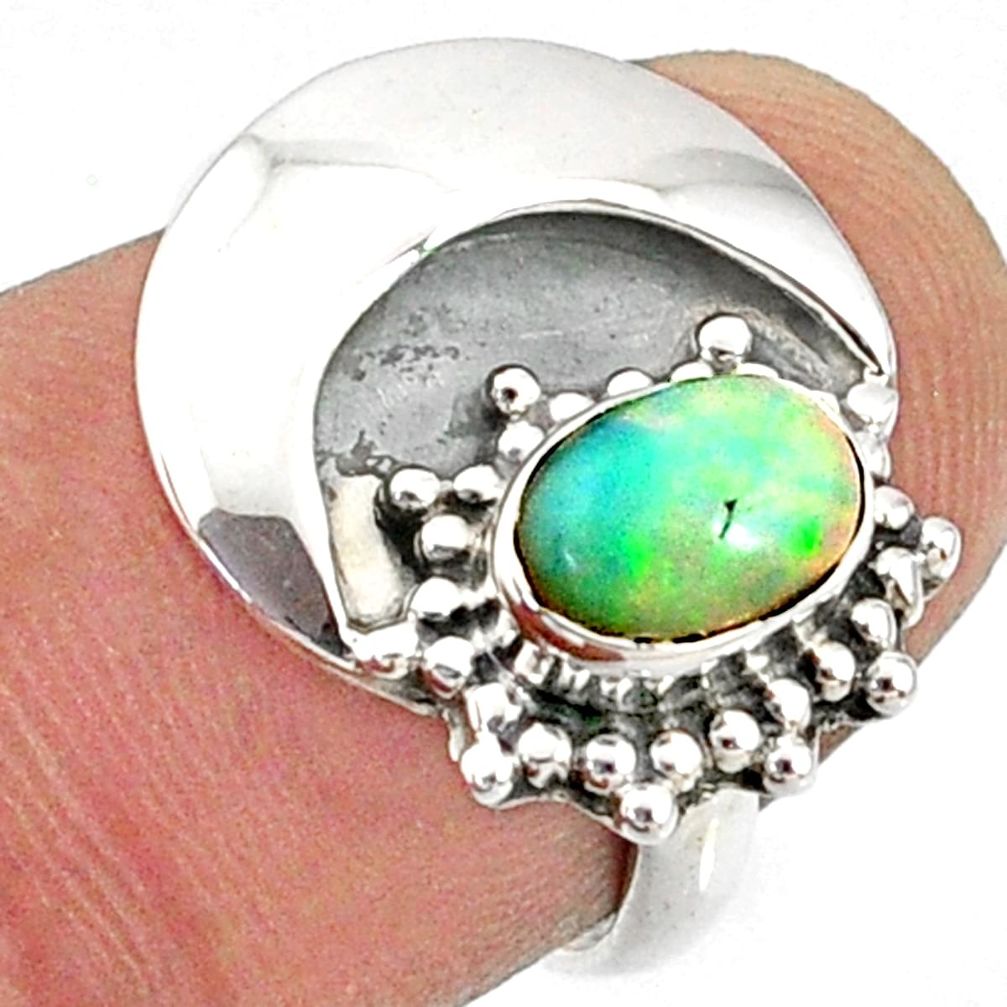1.52cts natural ethiopian opal 925 sterling silver solitaire ring size 6 r67394