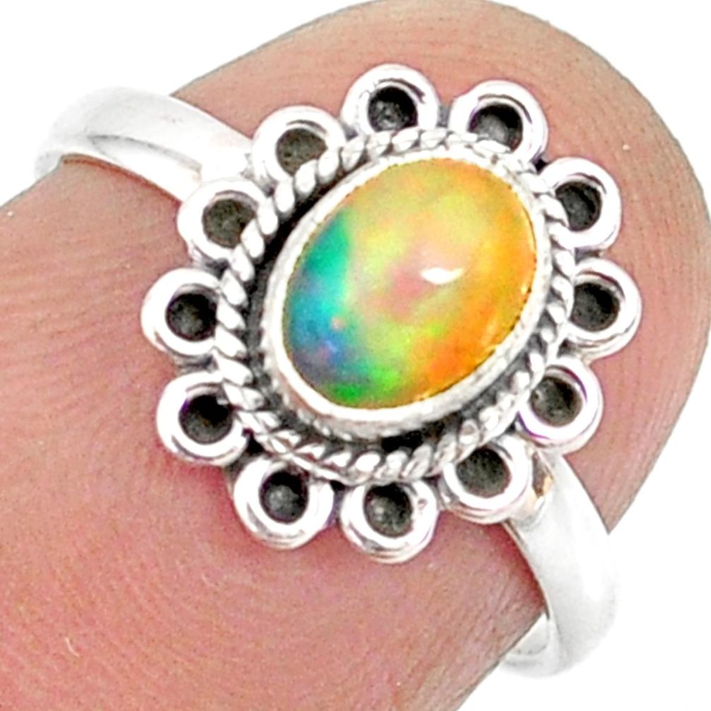 1.49cts natural ethiopian opal 925 sterling silver solitaire ring size 6 r85472