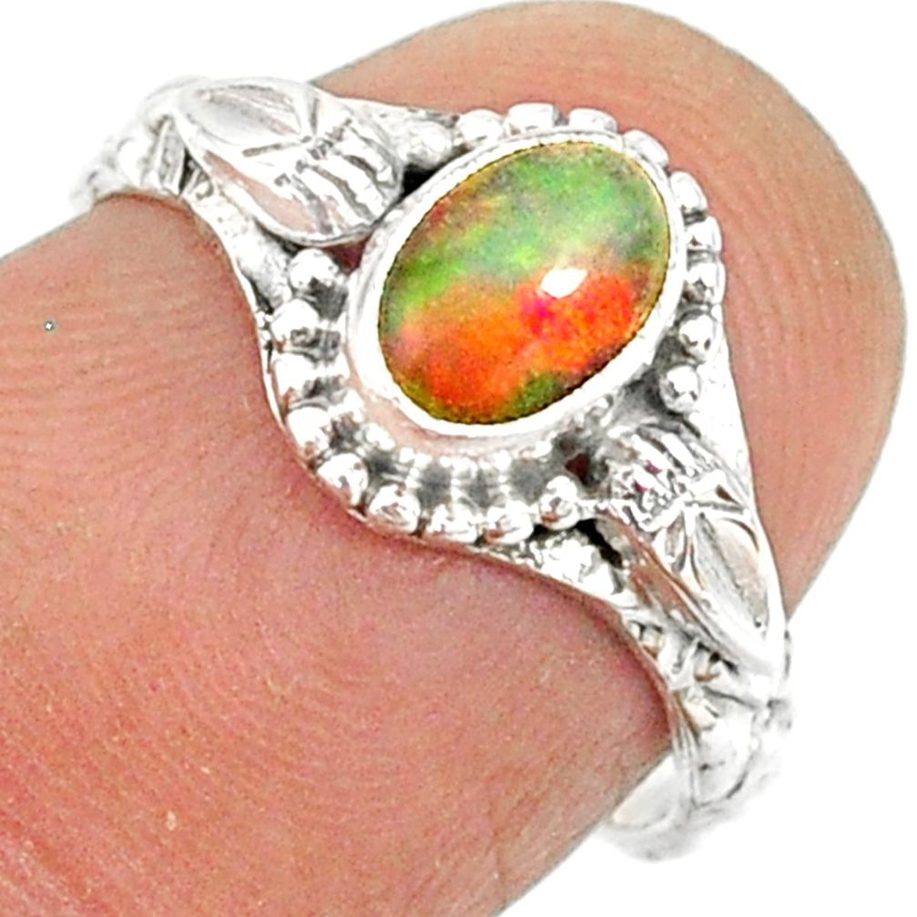 1.48cts natural ethiopian opal 925 sterling silver solitaire ring size 6 r85493