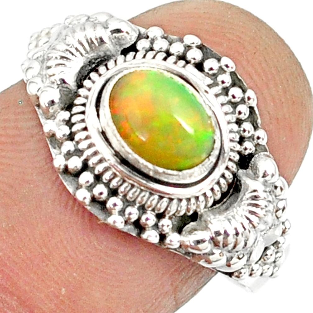 1.63cts natural ethiopian opal 925 sterling silver solitaire ring size 6 r85497