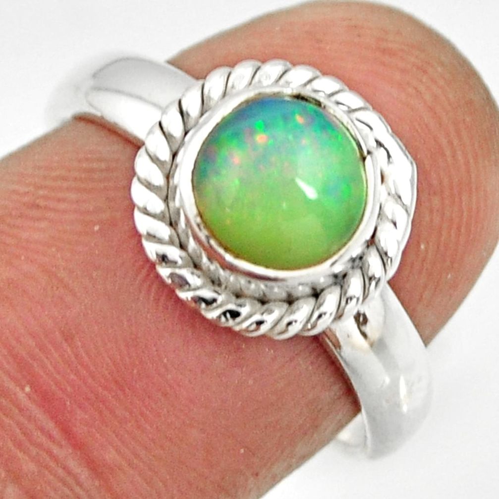 2.21cts natural ethiopian opal 925 sterling silver solitaire ring size 7 r26263