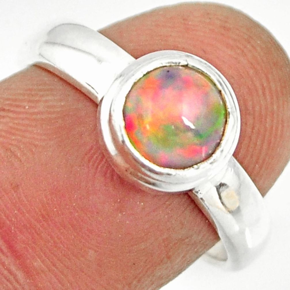 2.11cts natural ethiopian opal 925 sterling silver solitaire ring size 7 r26270