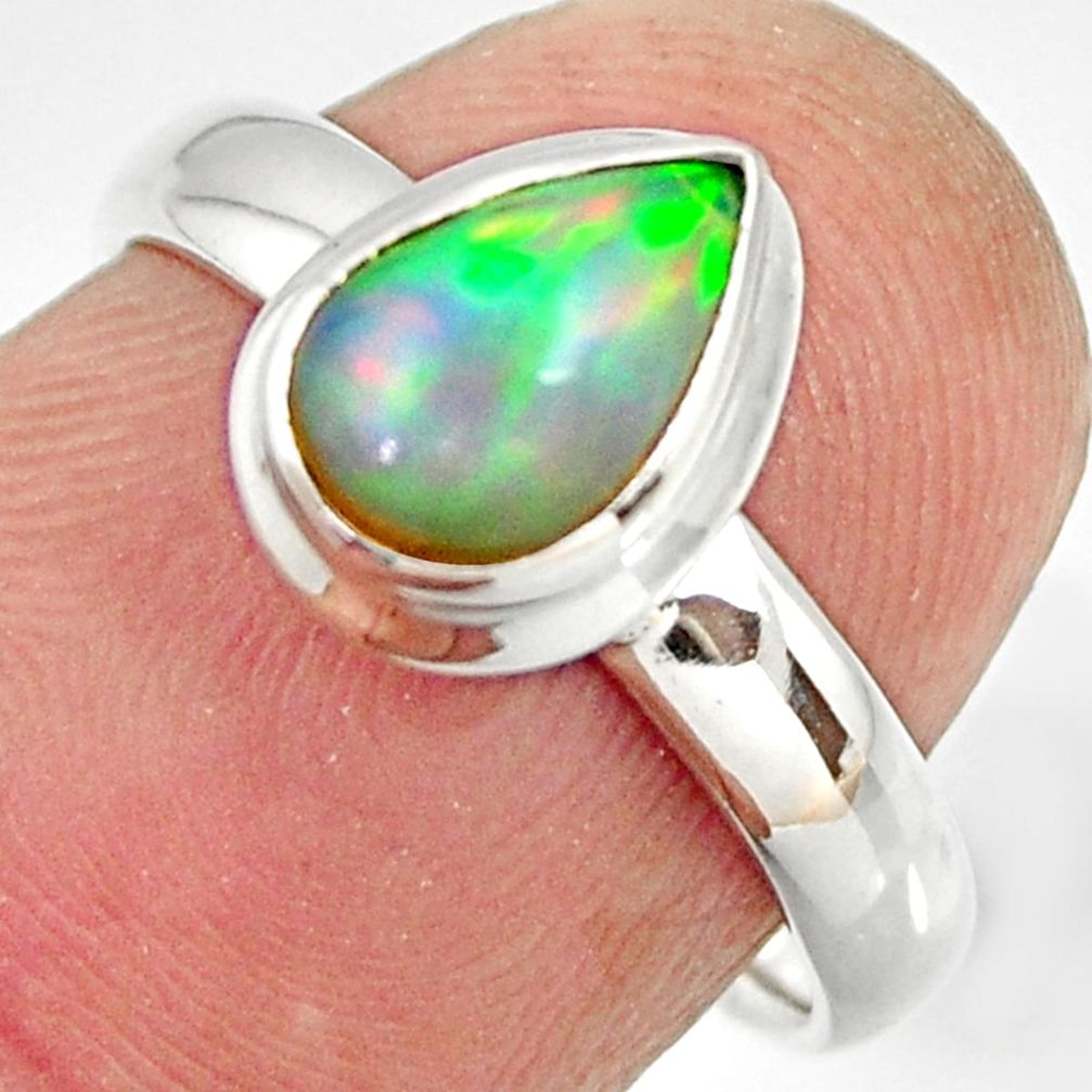 2.61cts natural ethiopian opal 925 sterling silver solitaire ring size 7 r26277