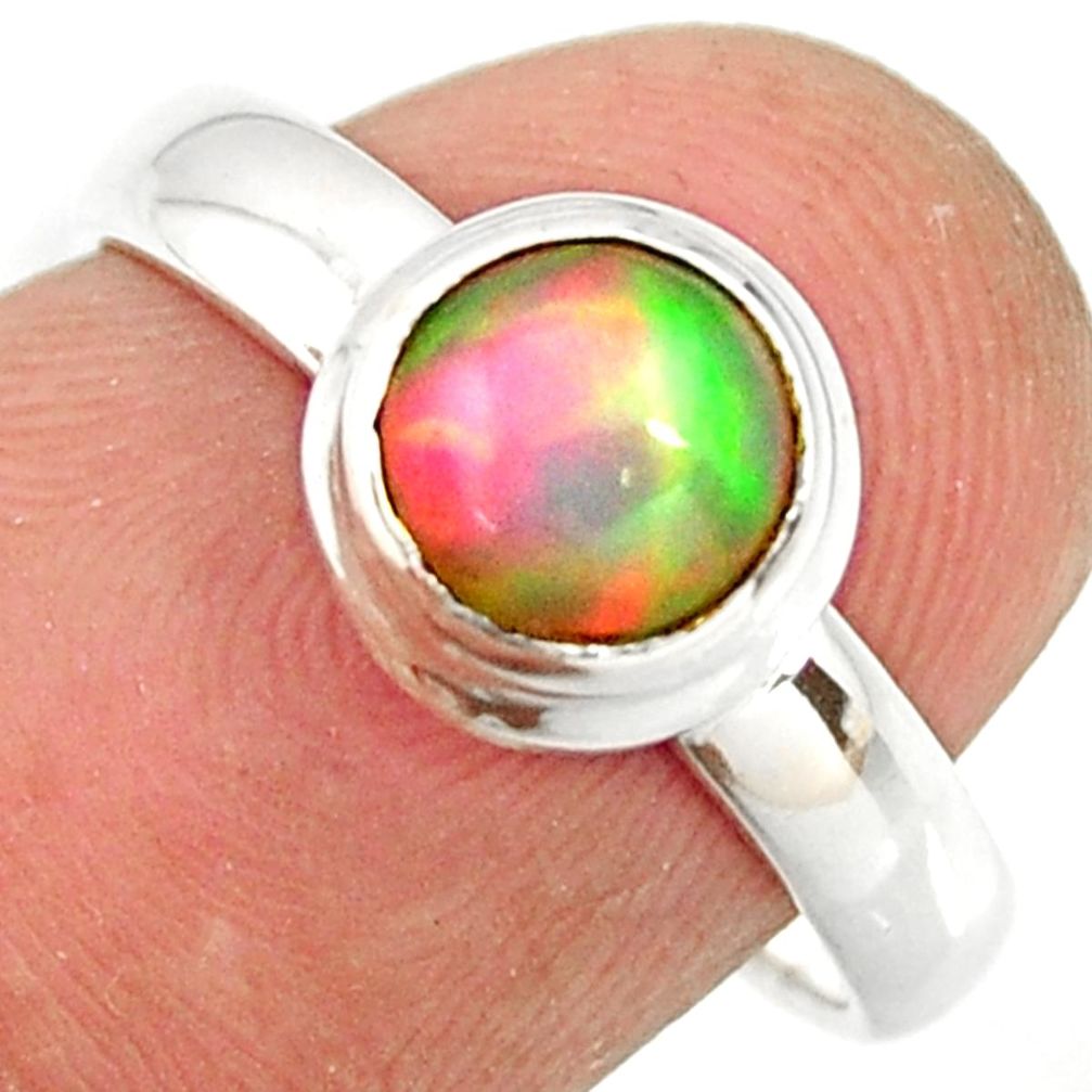 2.28cts natural ethiopian opal 925 sterling silver solitaire ring size 7 r26299