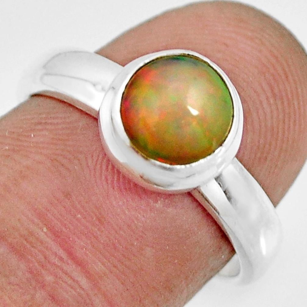 2.46cts natural ethiopian opal 925 sterling silver solitaire ring size 7 r26333