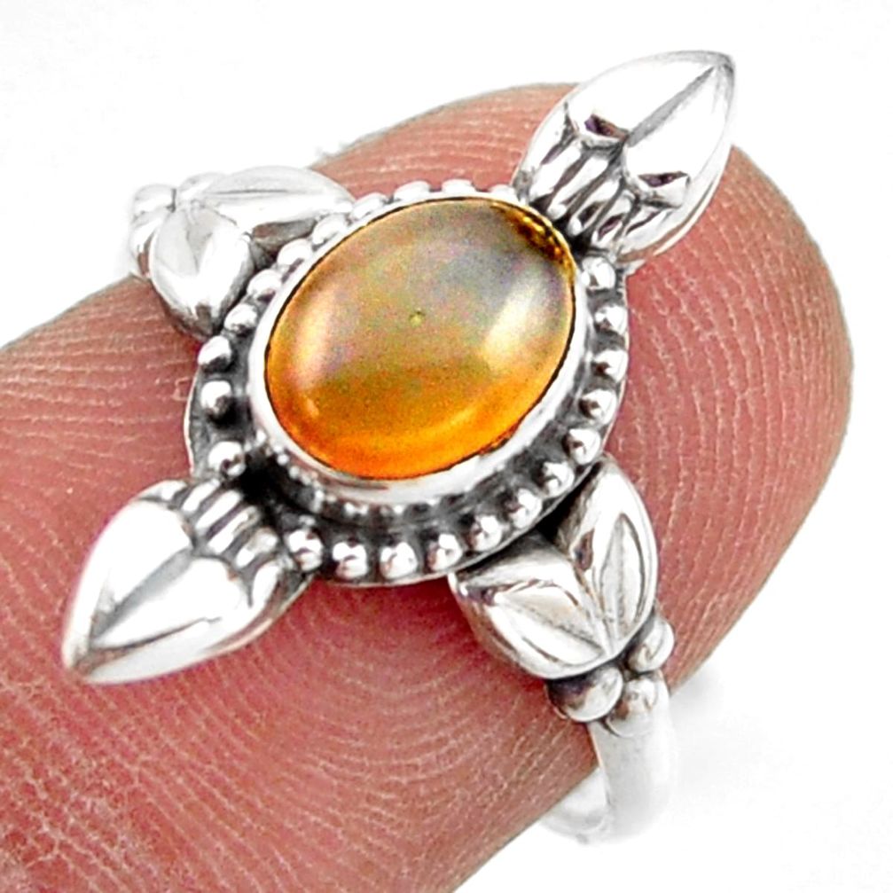 2.03cts natural ethiopian opal 925 sterling silver solitaire ring size 7 r41434