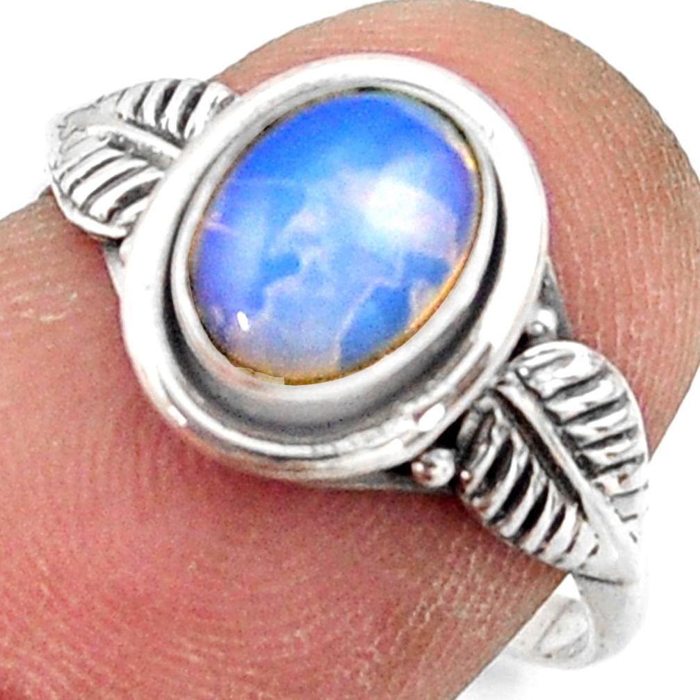 2.36cts natural ethiopian opal 925 sterling silver solitaire ring size 7 r41519