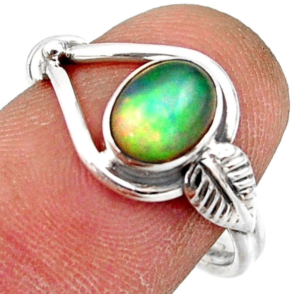 2.26cts natural ethiopian opal 925 sterling silver solitaire ring size 7 r41532