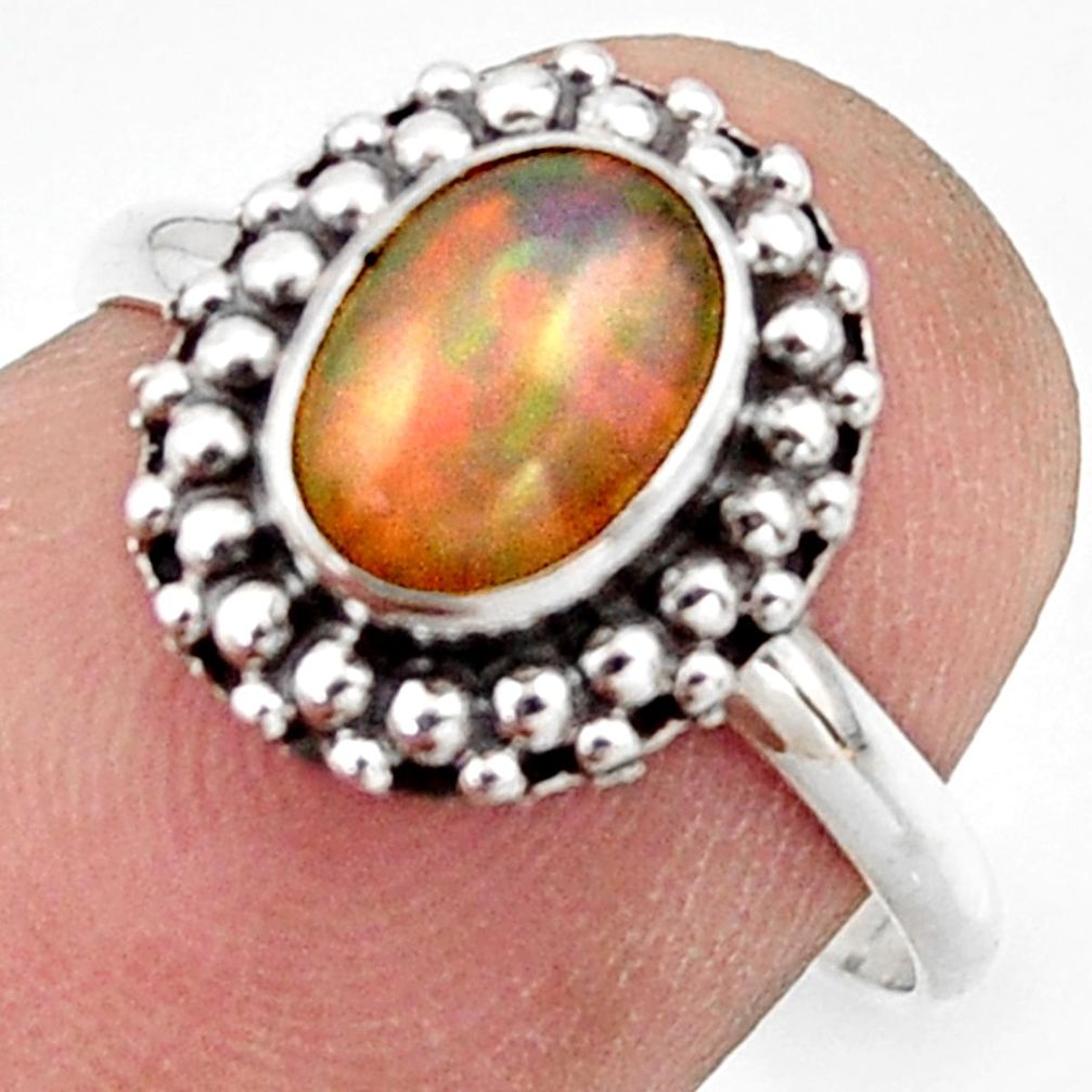 2.42cts natural ethiopian opal 925 sterling silver solitaire ring size 7 r41576