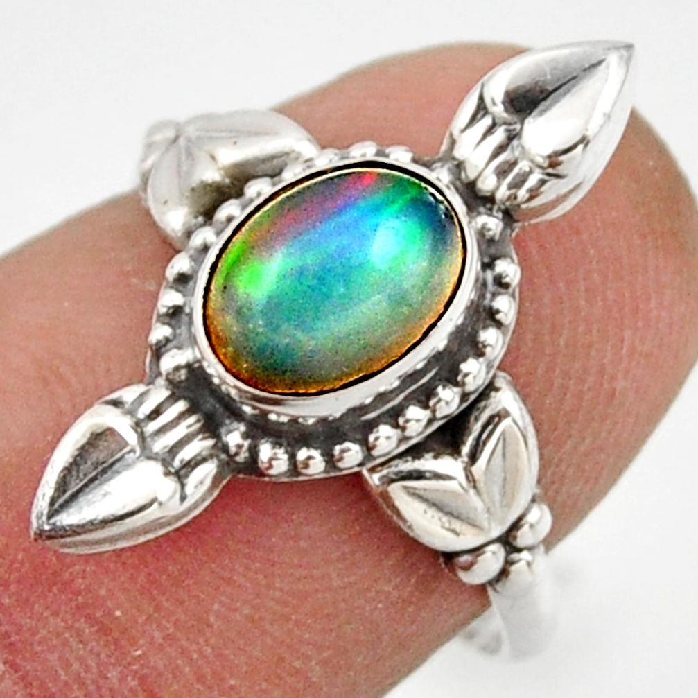 2.31cts natural ethiopian opal 925 sterling silver solitaire ring size 7 r41581