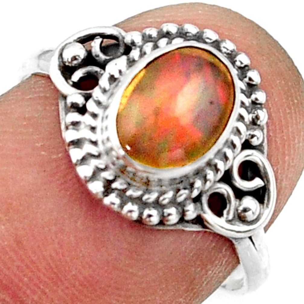 2.36cts natural ethiopian opal 925 sterling silver solitaire ring size 7 r41588