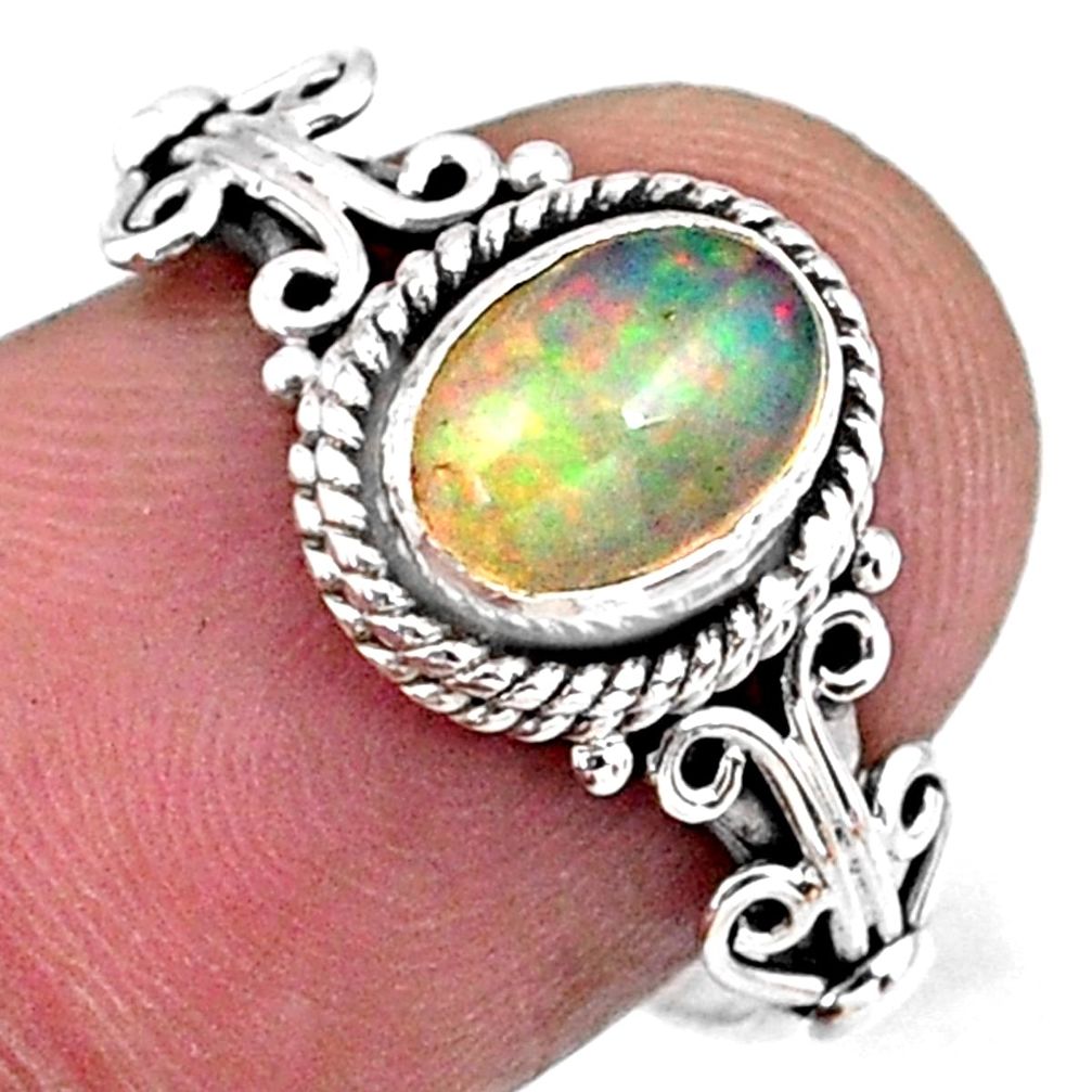 1.96cts natural ethiopian opal 925 sterling silver solitaire ring size 7 r57498