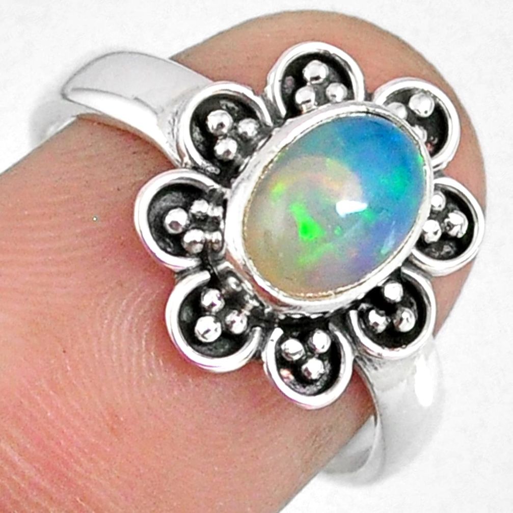 2.09cts natural ethiopian opal 925 sterling silver solitaire ring size 7 r59122