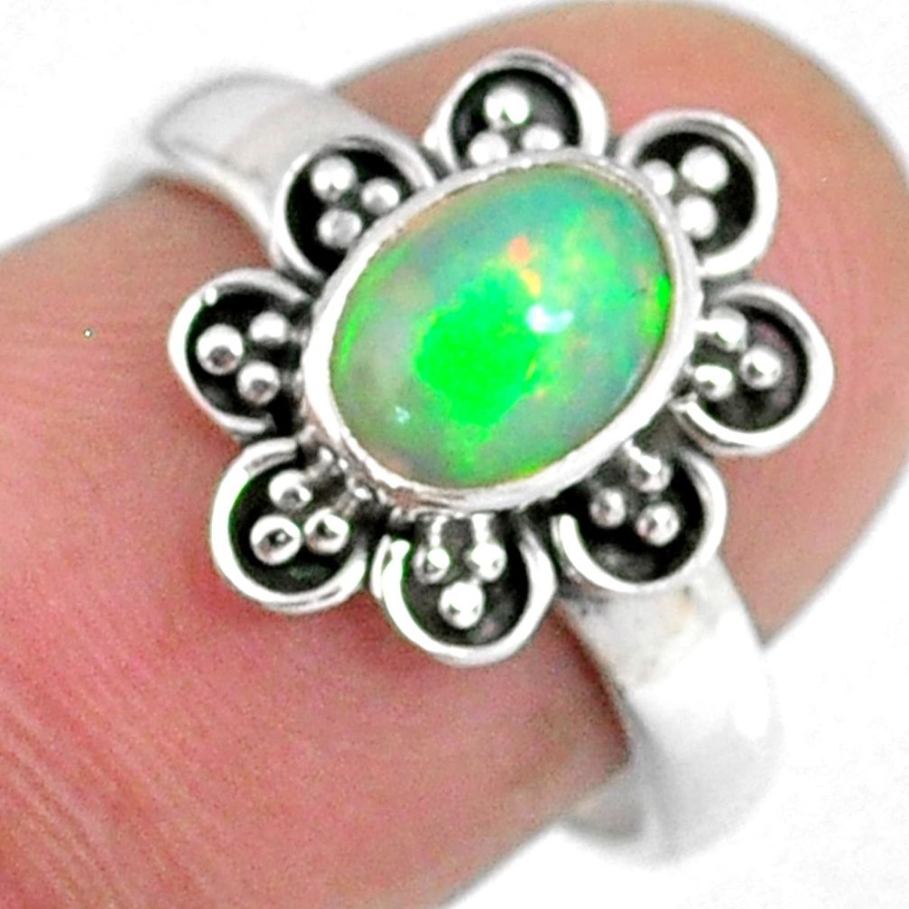 2.05cts natural ethiopian opal 925 sterling silver solitaire ring size 7 r59125